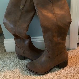 Women’s brown leather riding boots